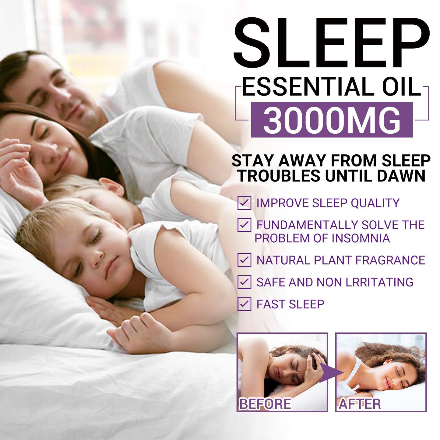 Deep Sleeping Aid Oil Lavender Essential Oil Aromatherapy Relieve Stress Anxiety Insomnia Treatment Improving Sleep Help Product