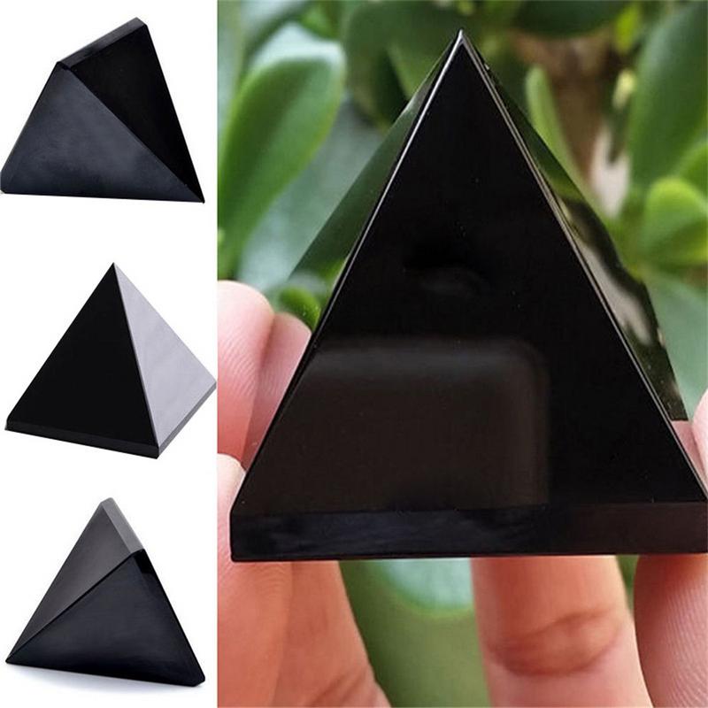 Living Room Natural Arrival Spirit Energy Black Obsidian Pyramid Crystal For Protection Healing Home Desk Decoration Fengshui