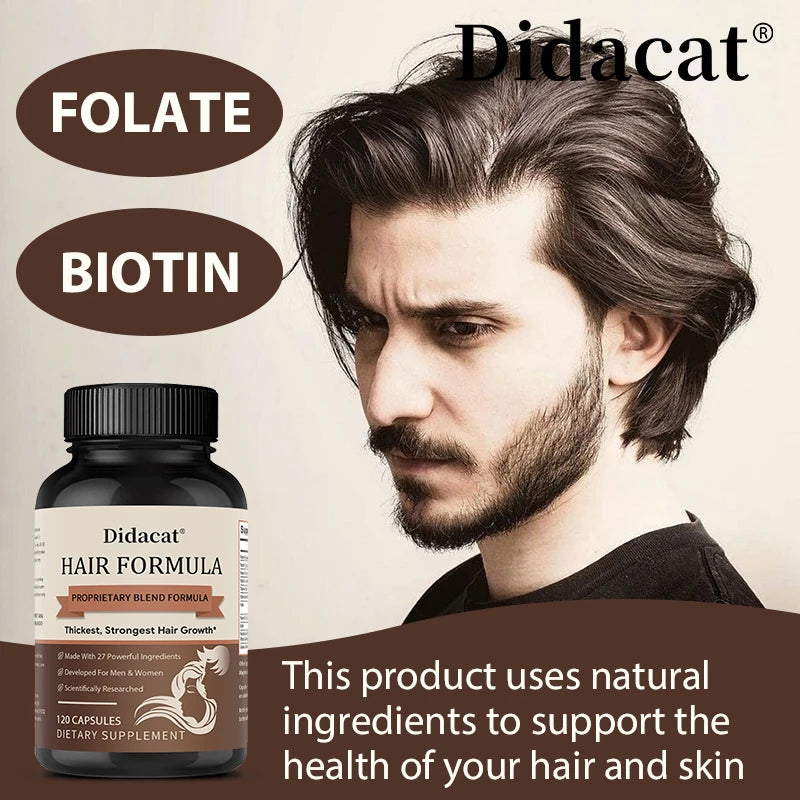Hair Proprietary Blend Capsules Promote Healthy Nails, Hair and Skin To Support The Growth of The Thickest, Strongest Hair