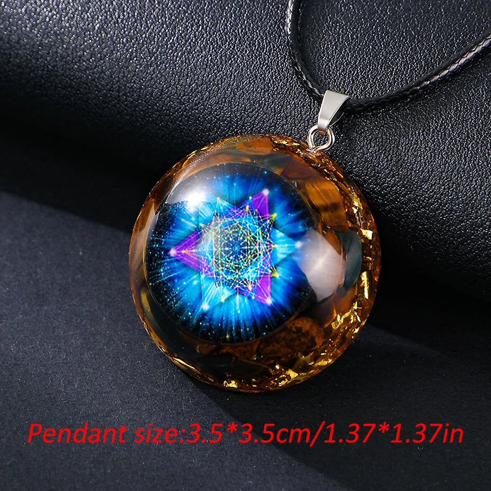 Sri Yantra Orgone Crystal Pendant Energy Generator Vintage Amulet.