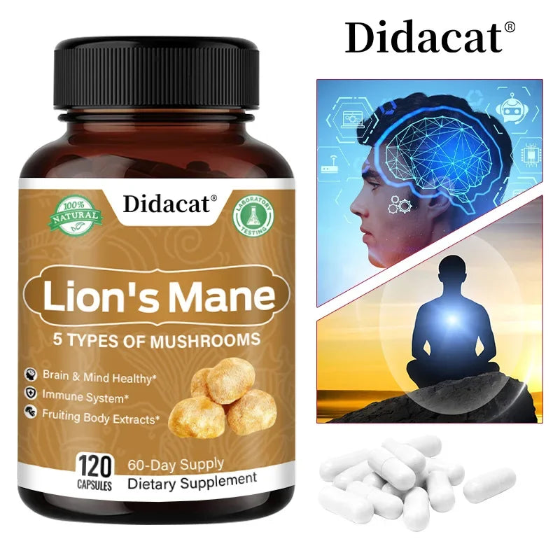 Lion's Mane Mushroom Capsules - Supports brain focus & health, Decalcifies and Activates the Pineal Gland.