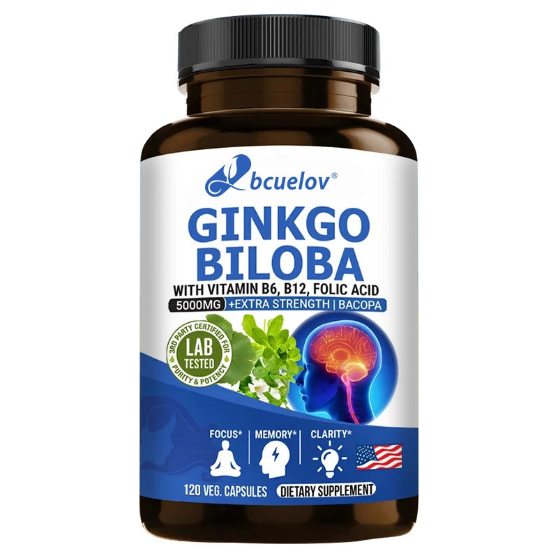 Ginkgo Biloba - Brain Booster - Rich in vitamins B6, B12, folic acid, helps improve concentration and memory, cognitive abilities