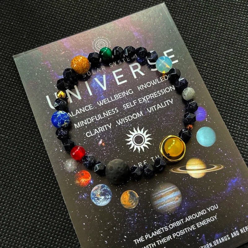 Eight Planets Solar System Bracelet Yoga Reiki Healing Meditation 7 Chakra Bracelet Spiritual Healing Jewelry.