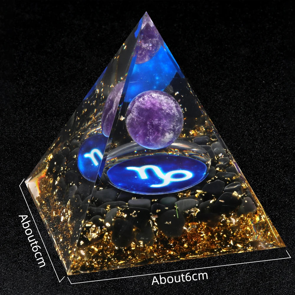 Zodiac Energy Orgone Crystal Pyramid Energetic Alchemy Blocks Radio Frequencies & Harmful EMF Waves Crystal Reiki Chakra Generator.