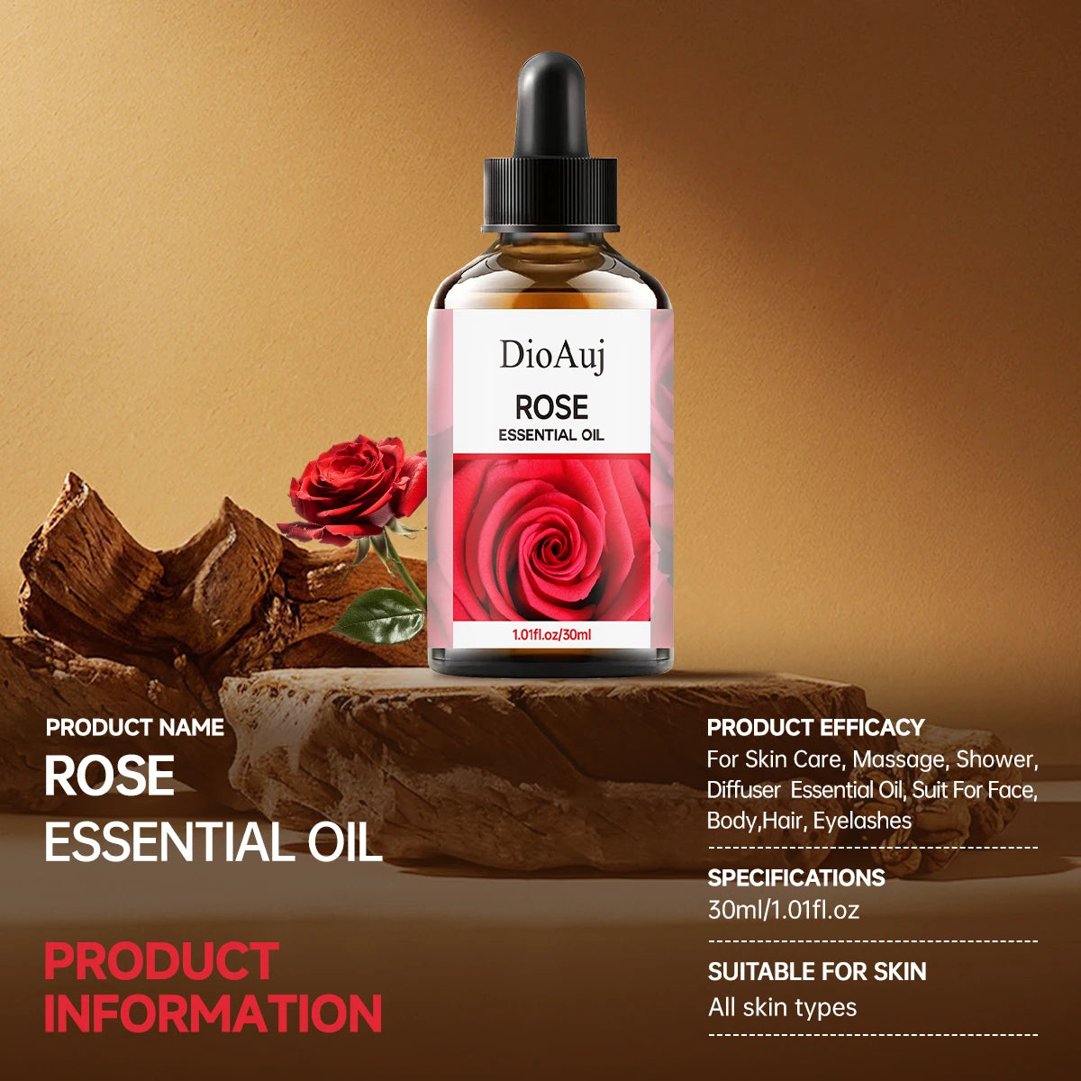 DioAuj 1PCS Essential Oil with Dropper ROSE Face Body Skin Care  Aromatherapy Oil for Humidifier Aromatherapy Candle
