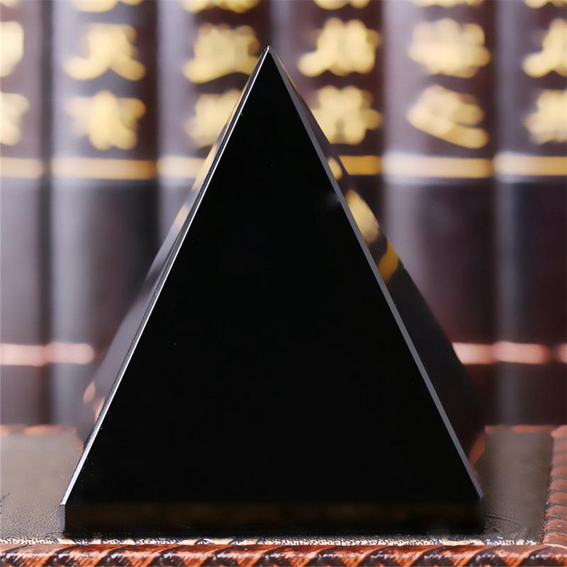 Living Room Natural Arrival Spirit Energy Black Obsidian Pyramid Crystal For Protection Healing Home Desk Decoration Fengshui