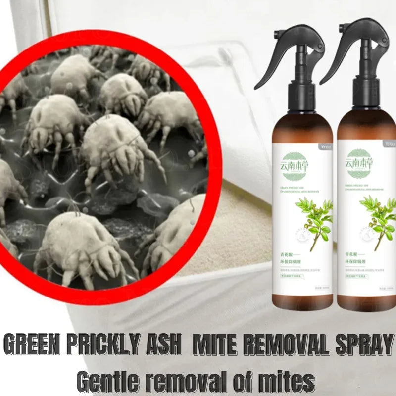 Green Prickly Ash Organic Dust Mite Removal Spray Bed Car Sofa No-wash Mite Removal Spray Avoid Allergies, Eczema, Asthma.