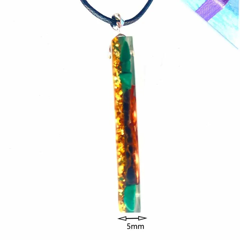 Handmade Orgone Pendant Necklace Black Tourmaline Malachite Crystal Stone Copper Energy EMF Protection Healing Orgonite Jewelry