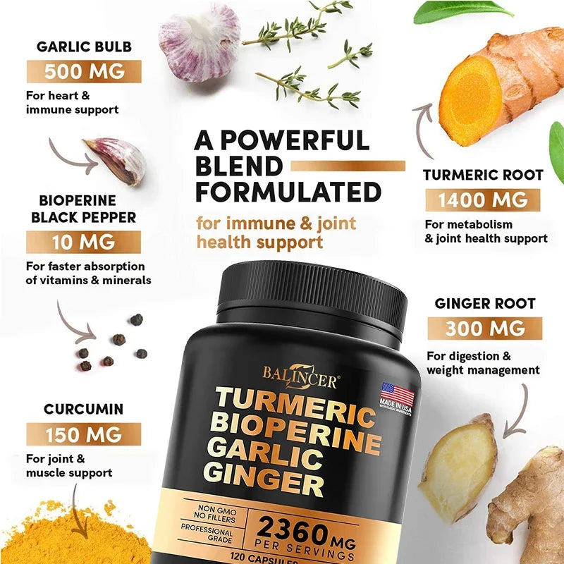Turmeric Extract - helps immediate absorption of vitamins and anti-inflammatory, joint muscle, immune system health