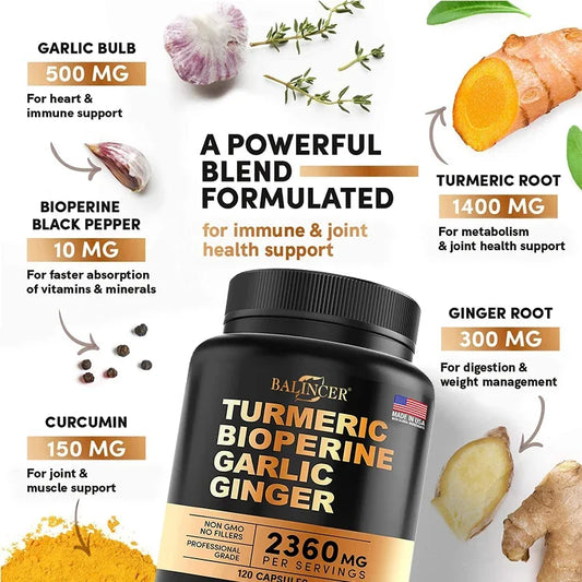 Turmeric Extract - helps immediate absorption of vitamins and anti-inflammatory, joint muscle, immune system health