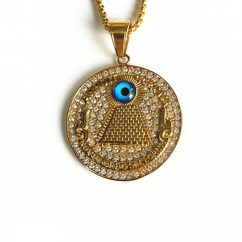 Ancient Kemetic Gold Egyptian Eye of Horus Necklace