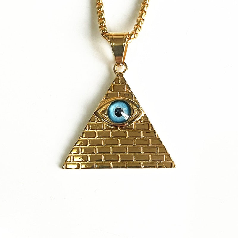 Ancient Kemetic Gold Egyptian Eye of Horus Necklace