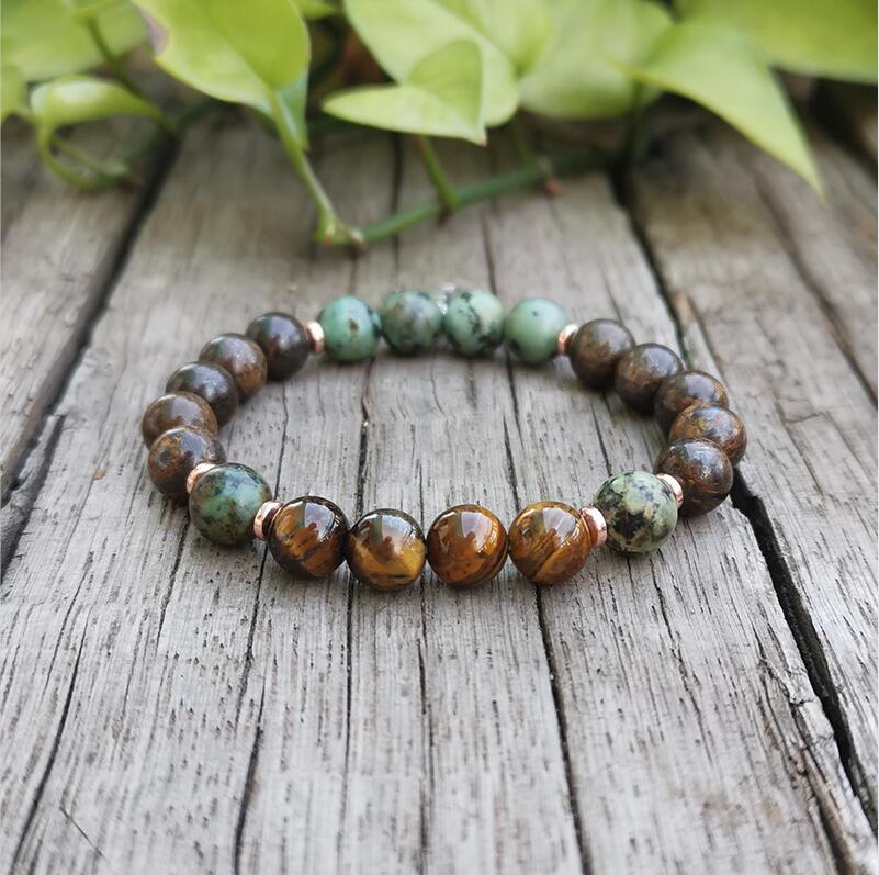 8mm Natural Stone Beads,African Turquoise,Bronzite,Awaken,JapaMala Sets,Spiritual Jewelry,Meditation,Inspirational,108 Mala Bead