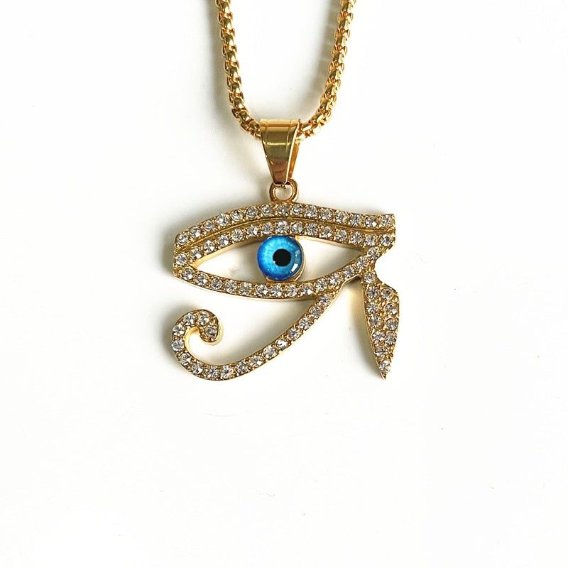 Ancient Kemetic Gold Egyptian Eye of Horus Necklace