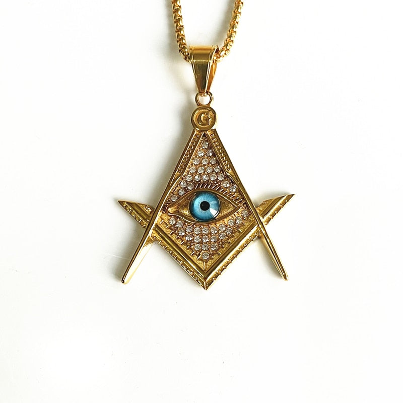 Ancient Kemetic Gold Egyptian Eye of Horus Necklace