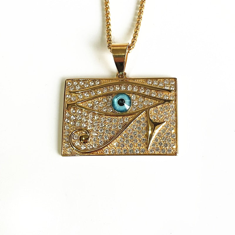 Ancient Kemetic Gold Egyptian Eye of Horus Necklace