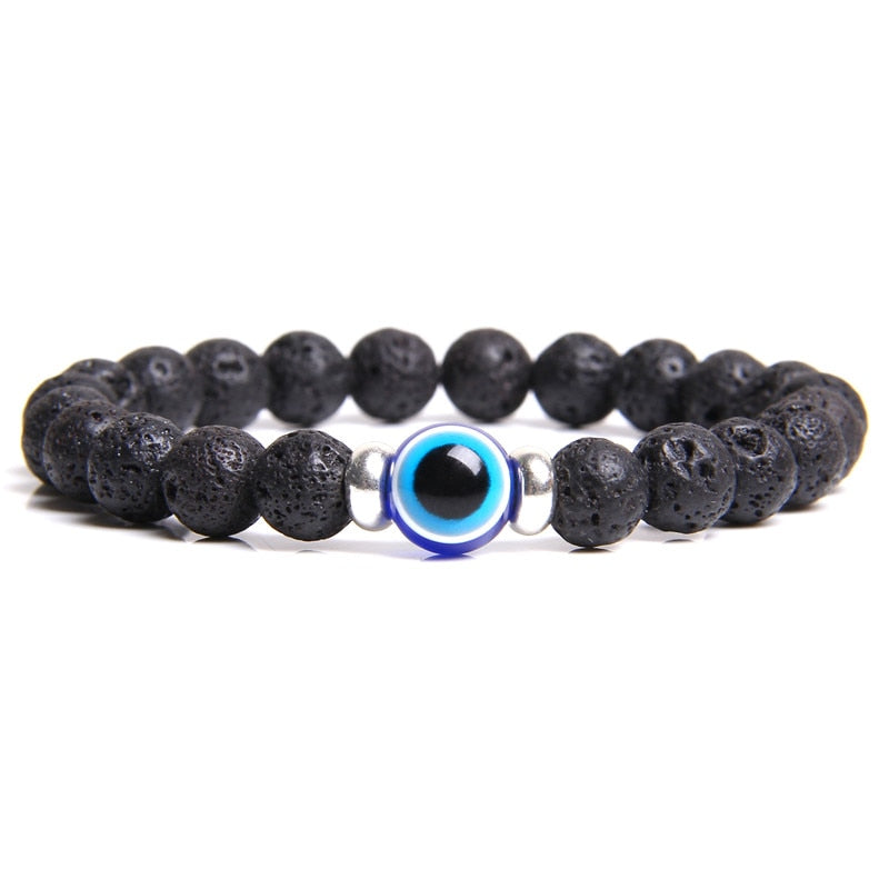 Mens Black Stretch Turkey Evil Eye Bracelet tiger eye Beaded Hamsa Bracelet Female Natural Stone Beads Couple Bracelet Donna