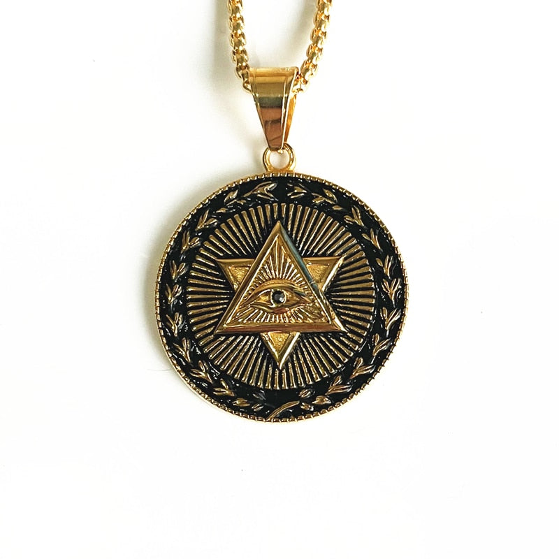 Ancient Kemetic Gold Egyptian Eye of Horus Necklace