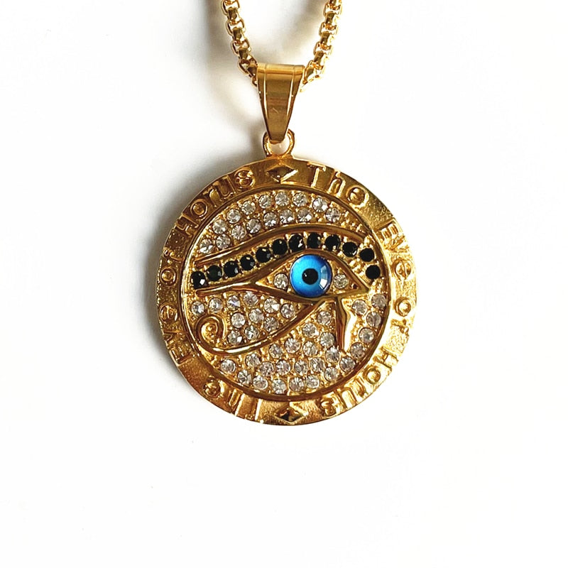 Ancient Kemetic Gold Egyptian Eye of Horus Necklace