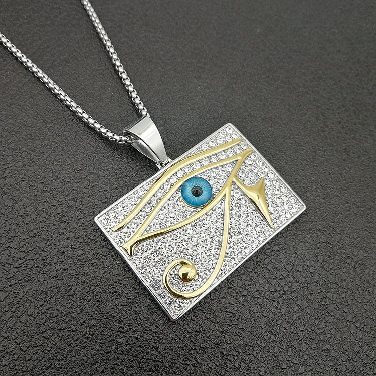 Ancient Kemetic Gold Egyptian Eye of Horus Necklace