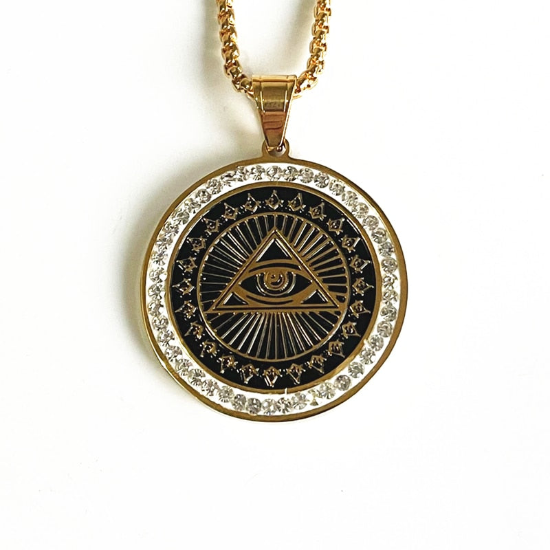 Ancient Kemetic Gold Egyptian Eye of Horus Necklace