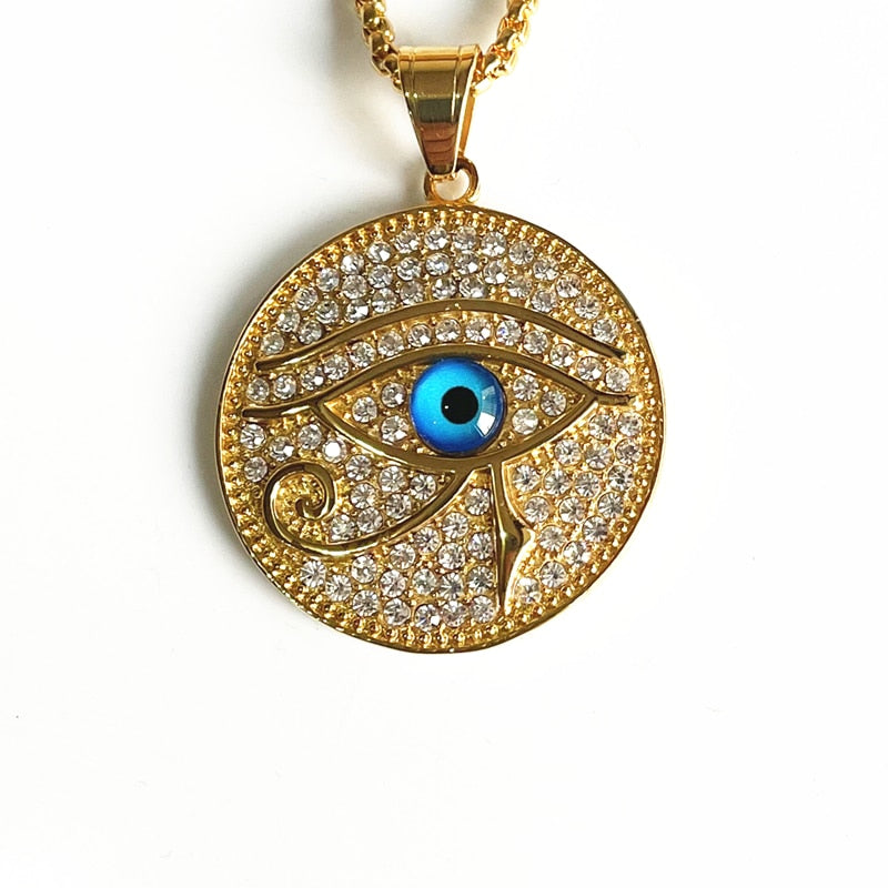 Ancient Kemetic Gold Egyptian Eye of Horus Necklace