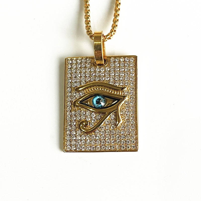 Ancient Kemetic Gold Egyptian Eye of Horus Necklace