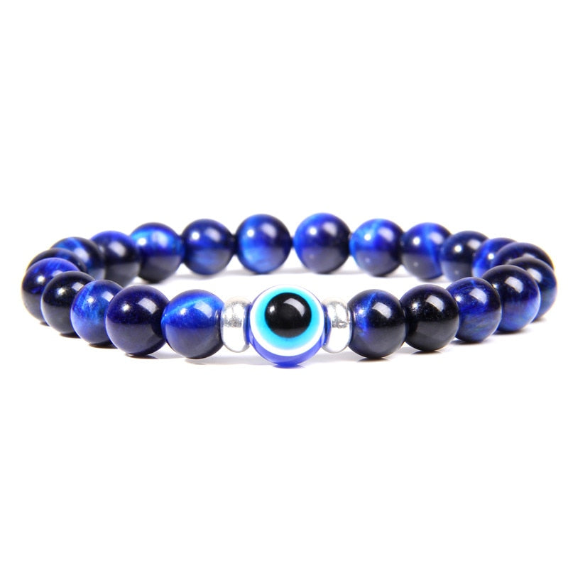 Mens Black Stretch Turkey Evil Eye Bracelet tiger eye Beaded Hamsa Bracelet Female Natural Stone Beads Couple Bracelet Donna