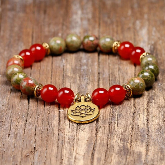 Natural Tourmaline Onyx Buddhism Buddha Bracelets Lotus Charm Bracelet Mala Yoga Spiritual Jewelry For Women Gift Drop Shipping