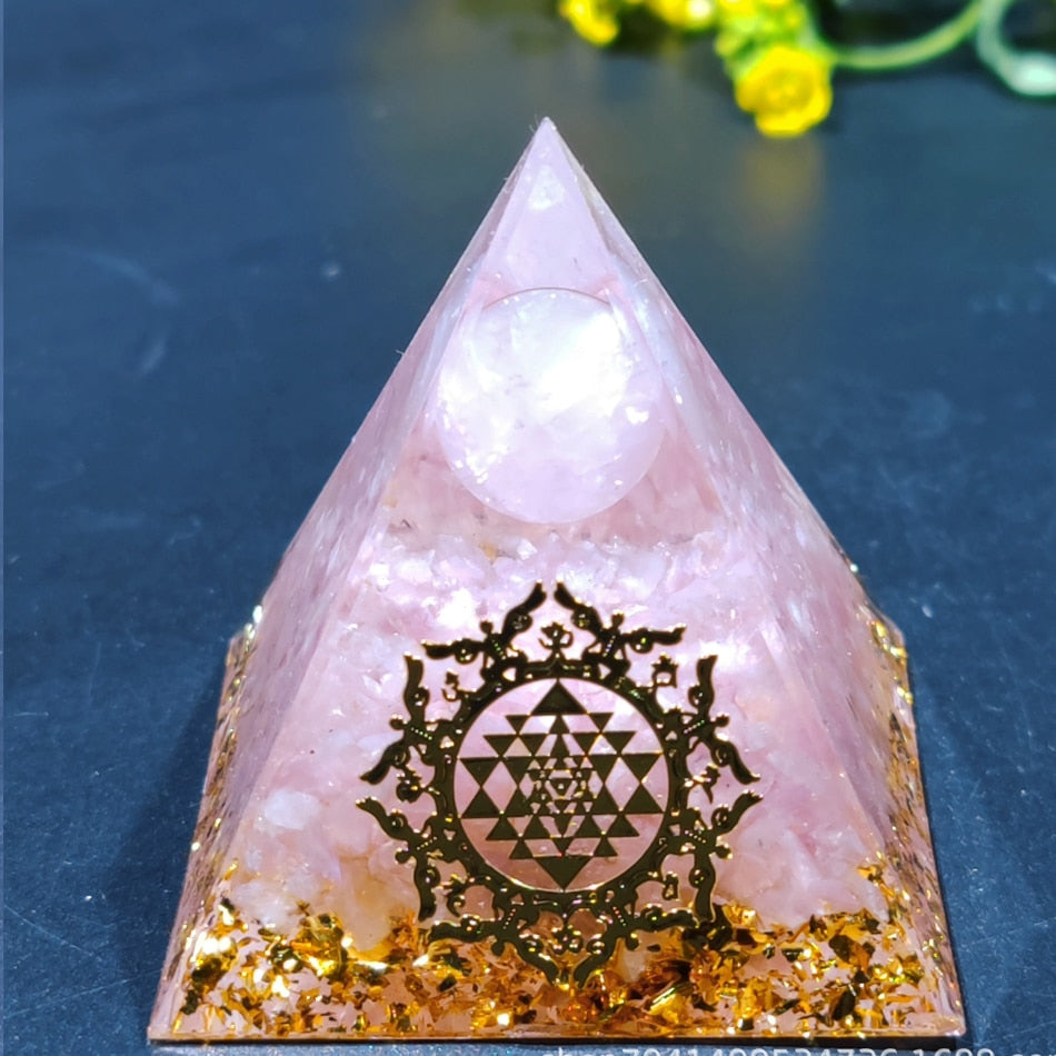 Orgone Pyramid Amethyst Peridot Healing Crystal Energy Generator Reiki Balancing Orgonite Pyramid EMF Protection Meditation Tool