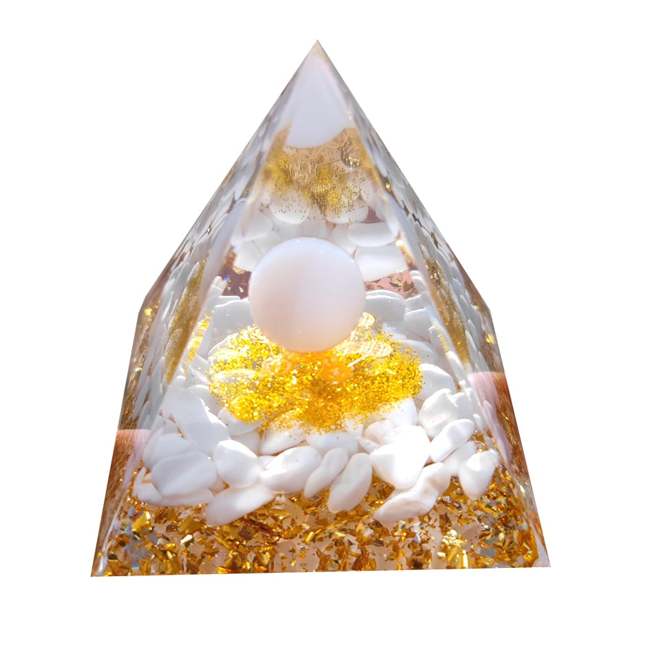 Orgone Pyramid Amethyst Peridot Healing Crystal Energy Generator Reiki Balancing Orgonite Pyramid EMF Protection Meditation Tool