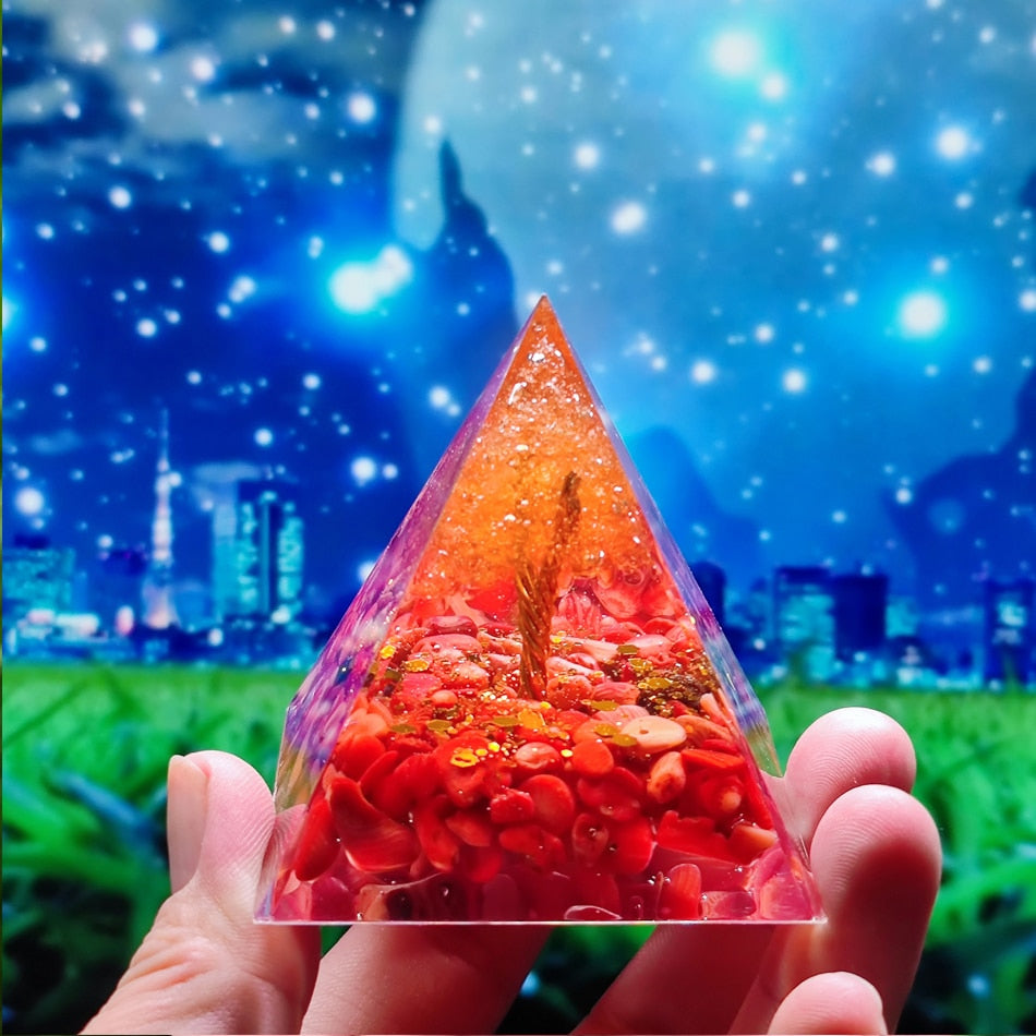 6cm orgonite Crystal Pyramid Chakra Spiritual Orgone Pyramid And Generator With Emf Protection For Reiki Healing