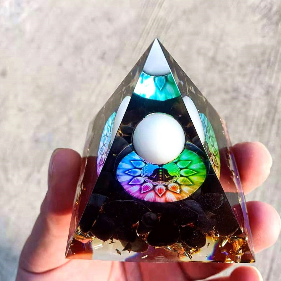 6cm orgonite Crystal Pyramid Chakra Spiritual Orgone Pyramid And Generator With Emf Protection For Reiki Healing