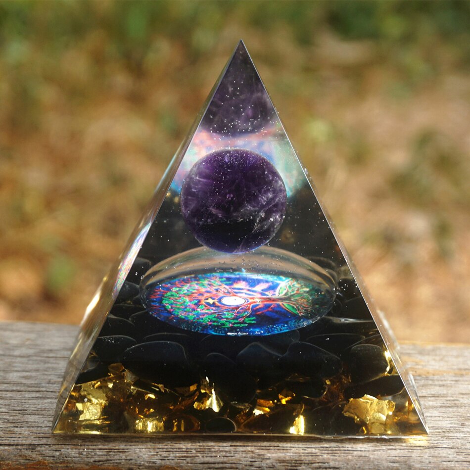 6cm orgonite Crystal Pyramid Chakra Spiritual Orgone Pyramid And Generator With Emf Protection For Reiki Healing