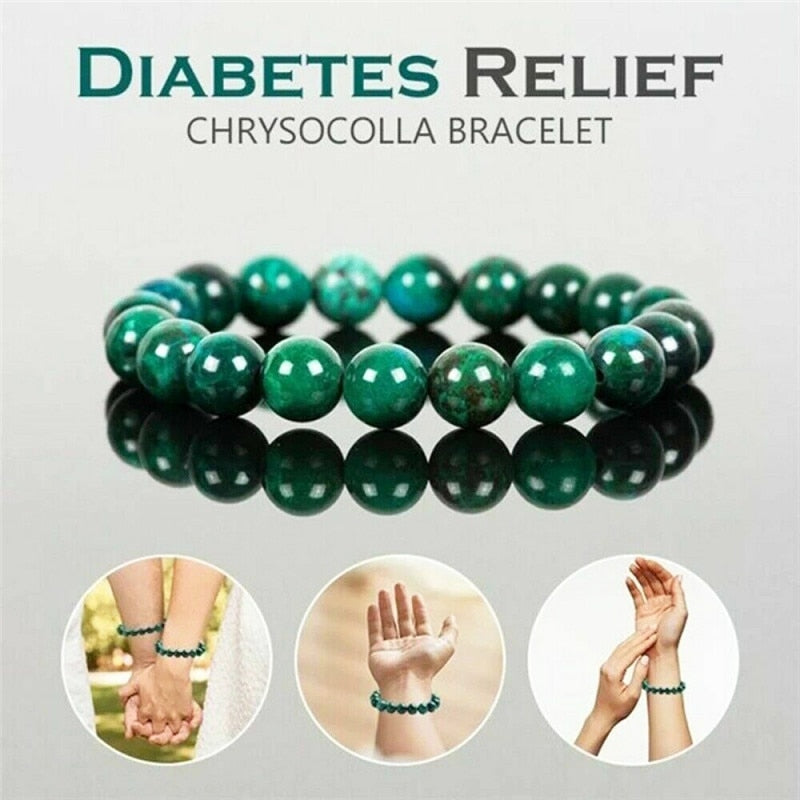 Chrysocolla Malachite Bracelets Women Men Natural Stone Beads Bracelet Round Diabetes Relief Bracelet Healing Jewelry 6/8/10mm