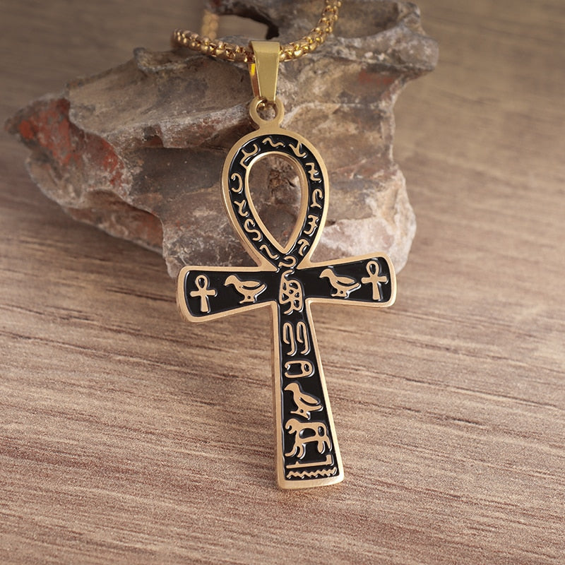 Men's Ancient Kemetic Ankh Book Animal Totem Pendant Necklace Personality Trend Wild Amulet Jewelry