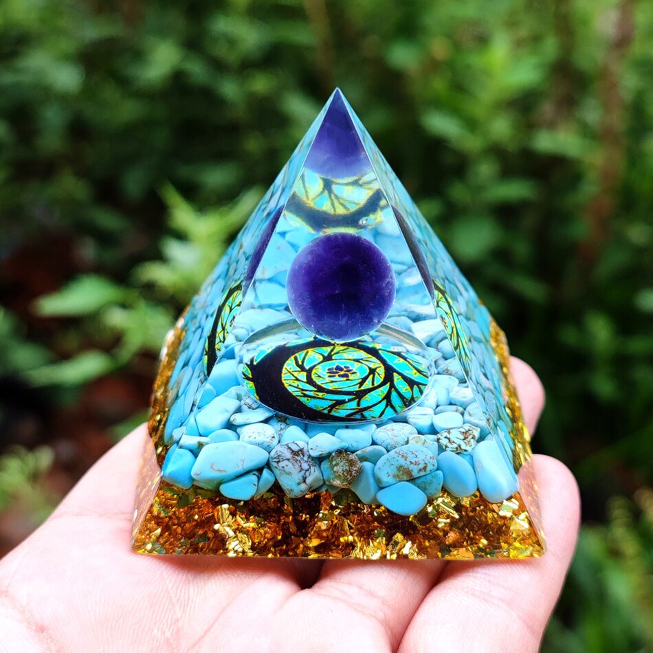 6cm orgonite Crystal Pyramid Chakra Spiritual Orgone Pyramid And Generator With Emf Protection For Reiki Healing