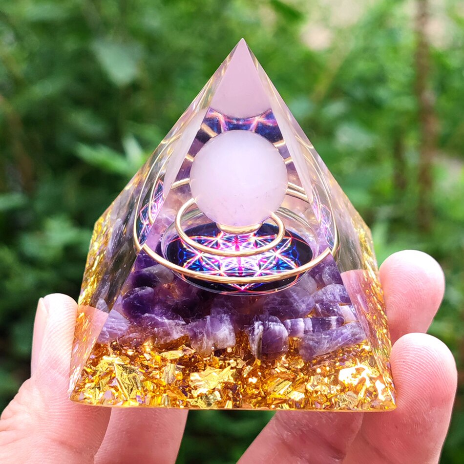 6cm orgonite Crystal Pyramid Chakra Spiritual Orgone Pyramid And Generator With Emf Protection For Reiki Healing