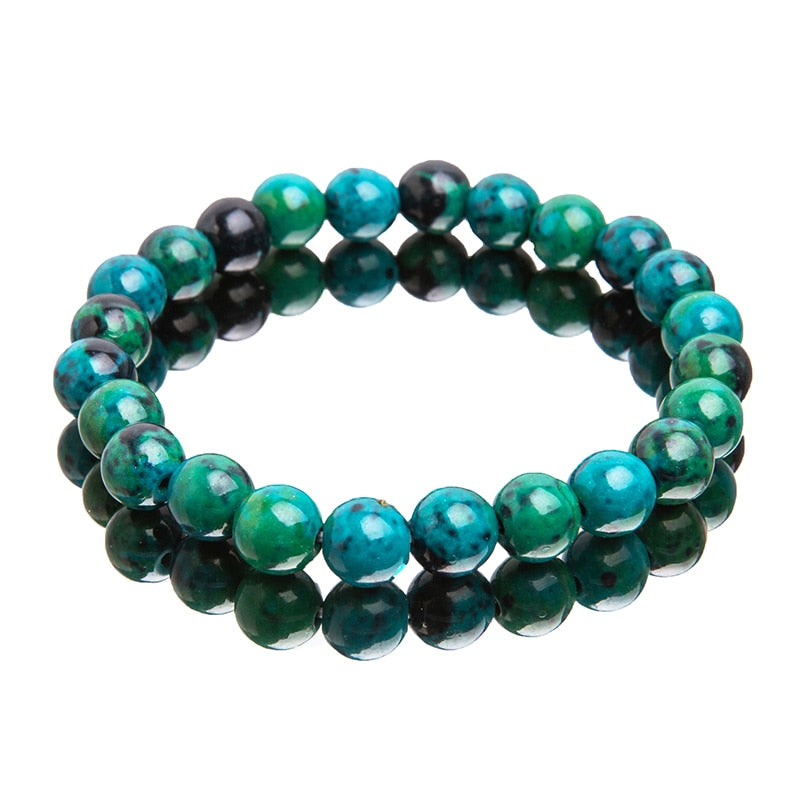 Chrysocolla Malachite Bracelets Women Men Natural Stone Beads Bracelet Round Diabetes Relief Bracelet Healing Jewelry 6/8/10mm