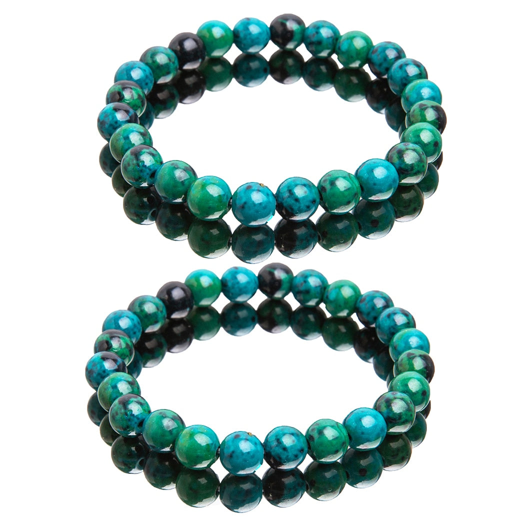 Chrysocolla Malachite Bracelets Women Men Natural Stone Beads Bracelet Round Diabetes Relief Bracelet Healing Jewelry 6/8/10mm