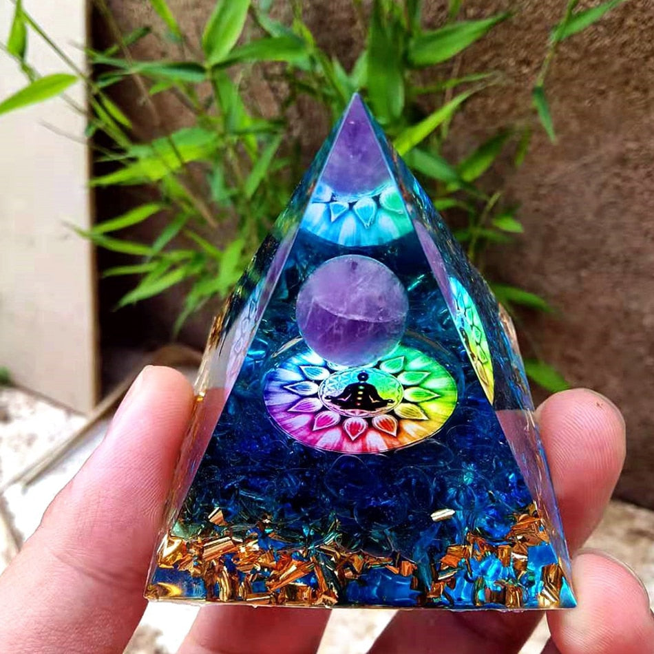 6cm orgonite Crystal Pyramid Chakra Spiritual Orgone Pyramid And Generator With Emf Protection For Reiki Healing