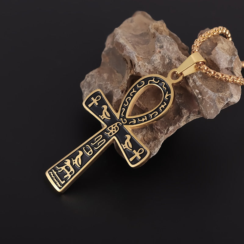 Men's Ancient Kemetic Ankh Book Animal Totem Pendant Necklace Personality Trend Wild Amulet Jewelry