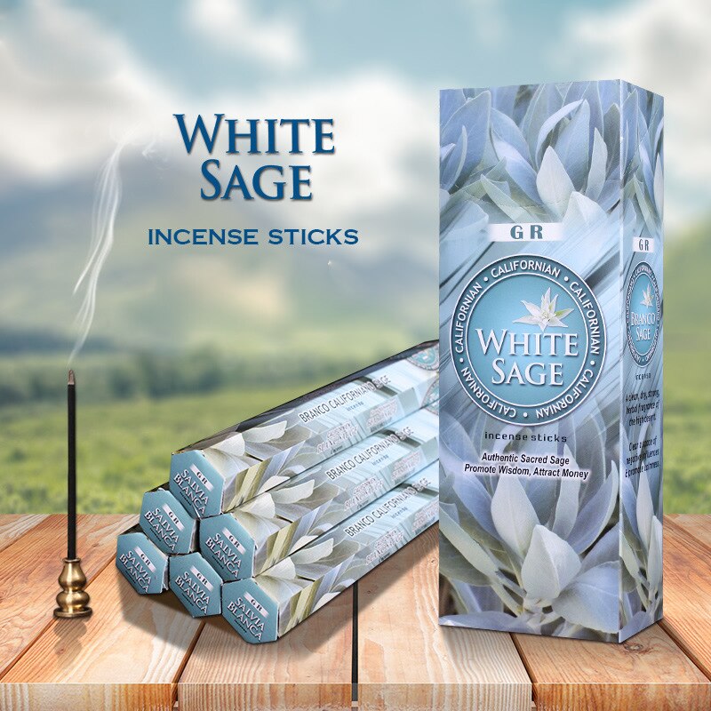 Original Indian Incense 20 Sticks Meditation Palo Santo White Sage Incense Room Air Fresh Aromatherapy