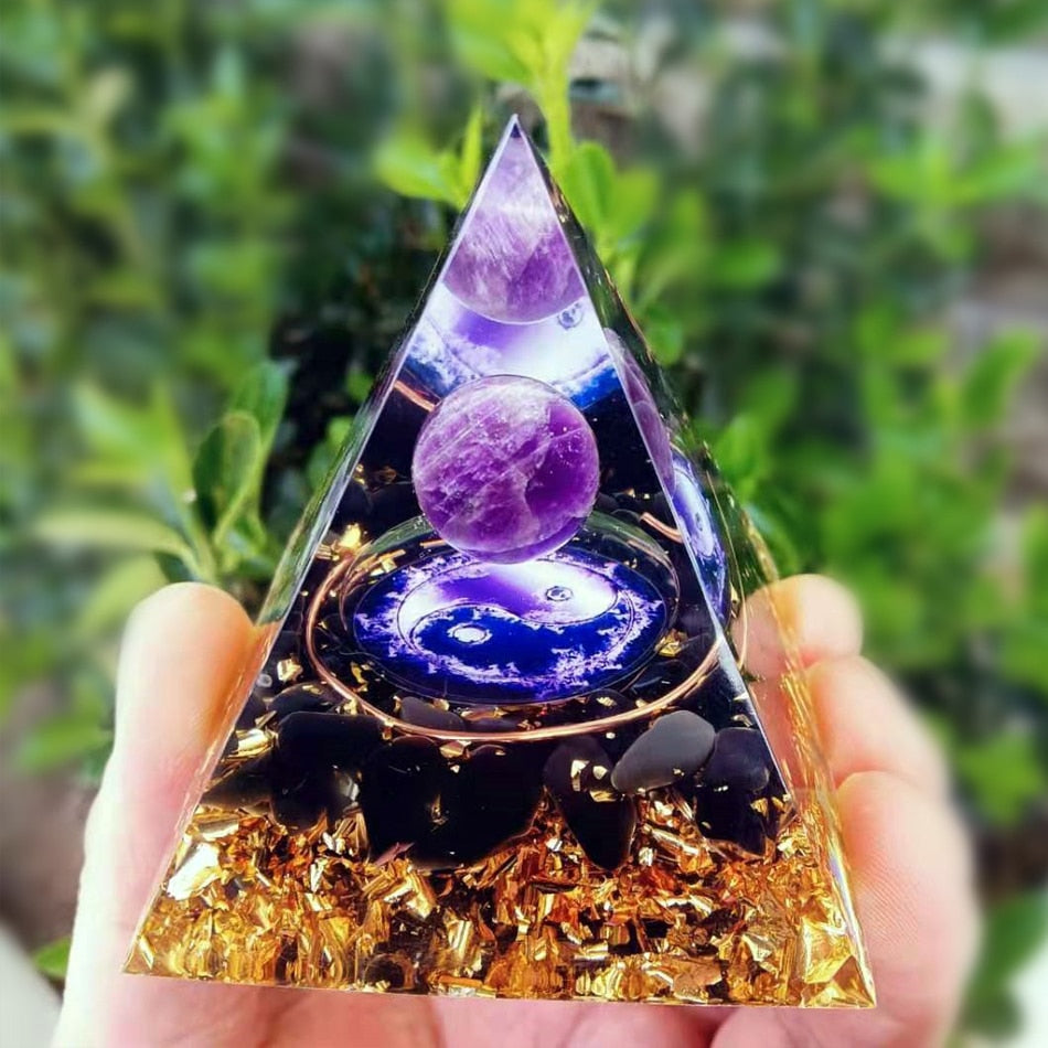 6cm orgonite Crystal Pyramid Chakra Spiritual Orgone Pyramid And Generator With Emf Protection For Reiki Healing