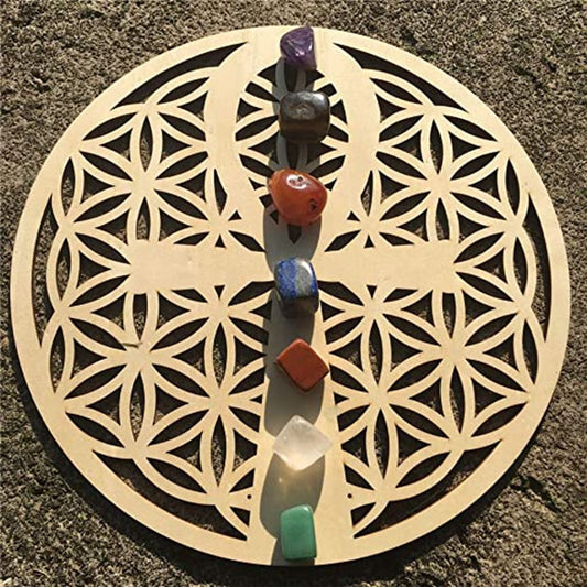 15/20/30cm Ankh in Flower of Life Crystal Grid Sacred Geometry Wooden Art Hanging Laser Cut Wood Sign.