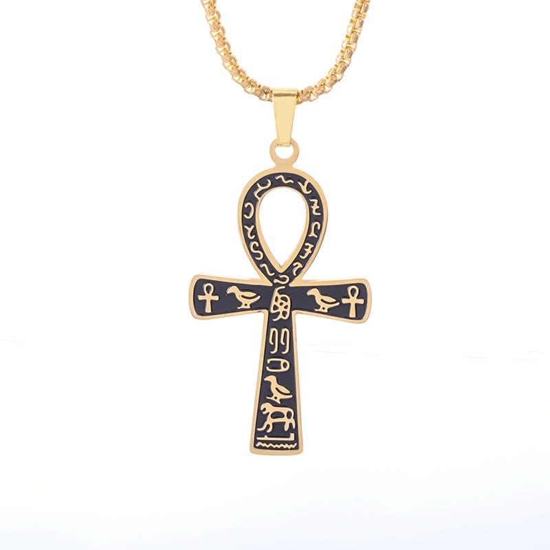 Men's Ancient Kemetic Ankh Book Animal Totem Pendant Necklace Personality Trend Wild Amulet Jewelry