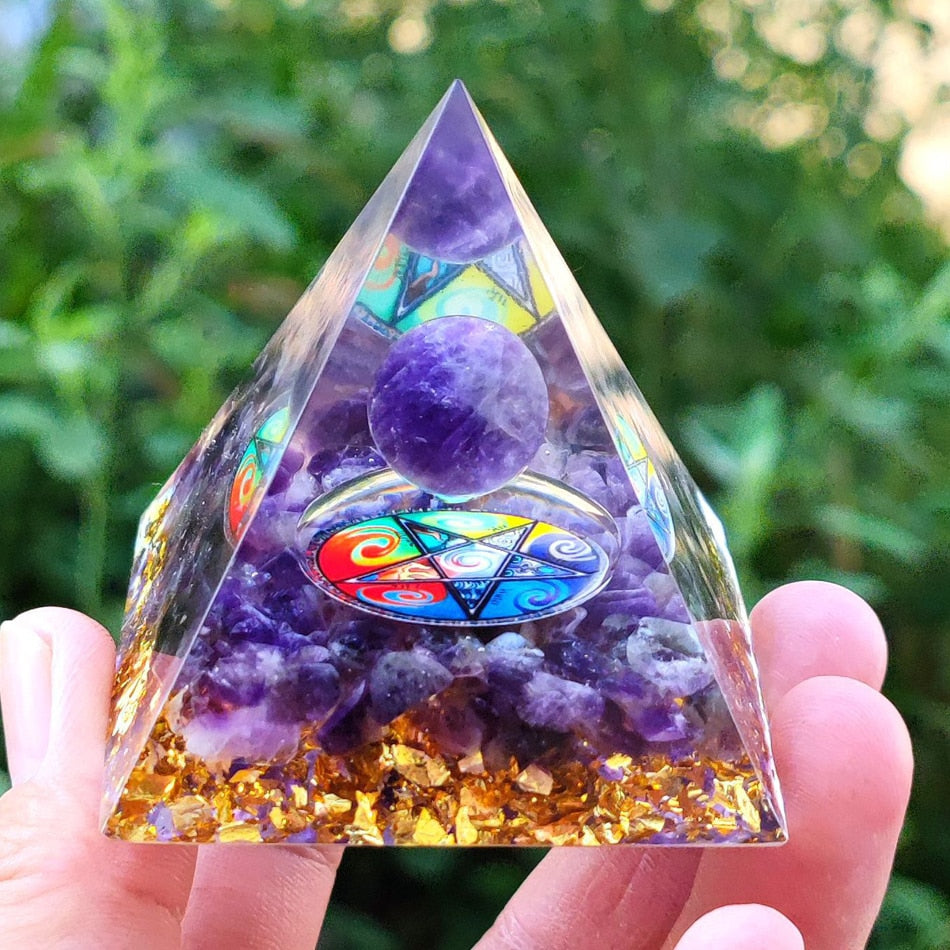 Orgone Pyramid Amethyst Peridot Healing Crystal Energy Generator Reiki ...