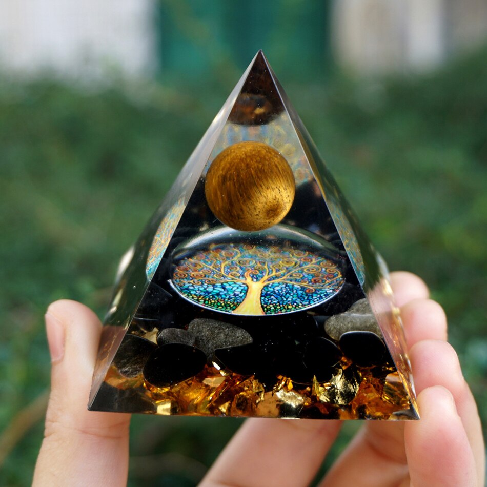 6cm orgonite Crystal Pyramid Chakra Spiritual Orgone Pyramid And Generator With Emf Protection For Reiki Healing