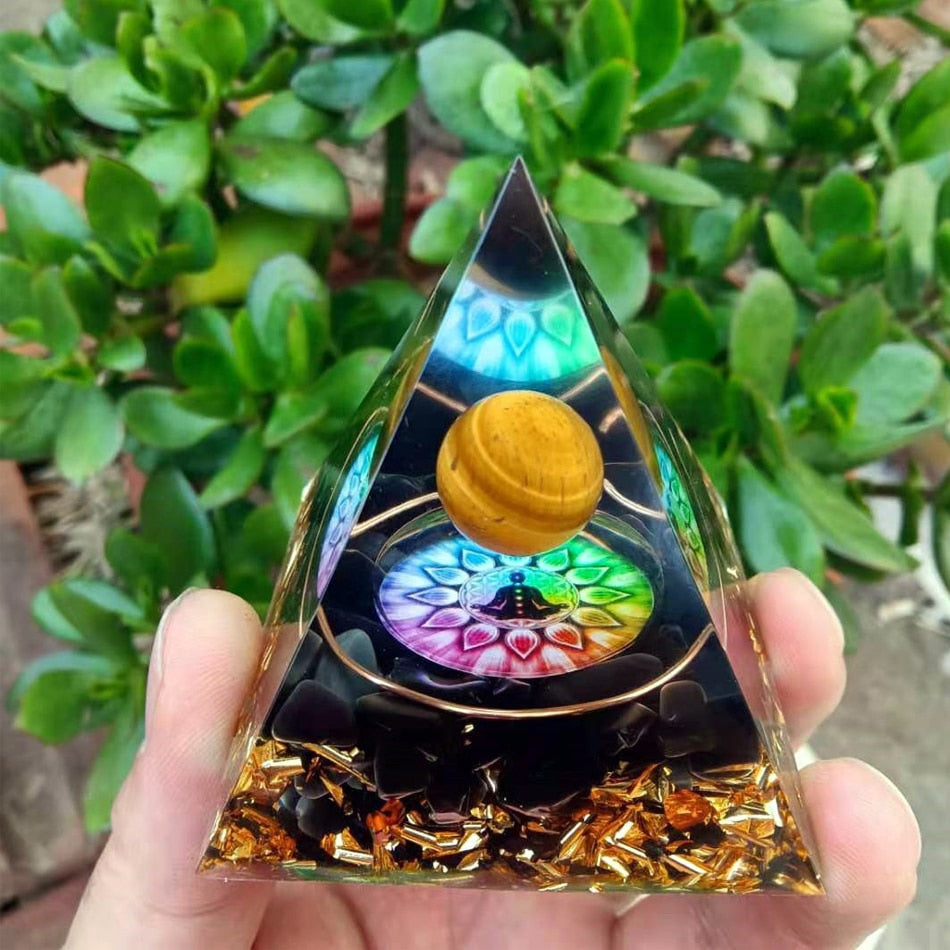 6cm orgonite Crystal Pyramid Chakra Spiritual Orgone Pyramid And Generator With Emf Protection For Reiki Healing